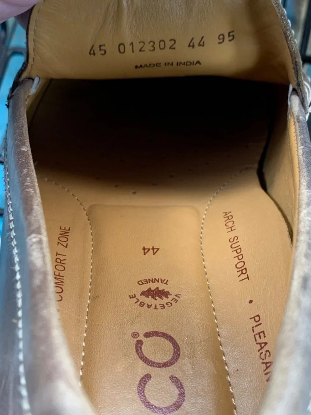 ECCO Driving Loafers Moc Toe Brown Leather Black Slip-On Mens 44/10-10.5 EUC